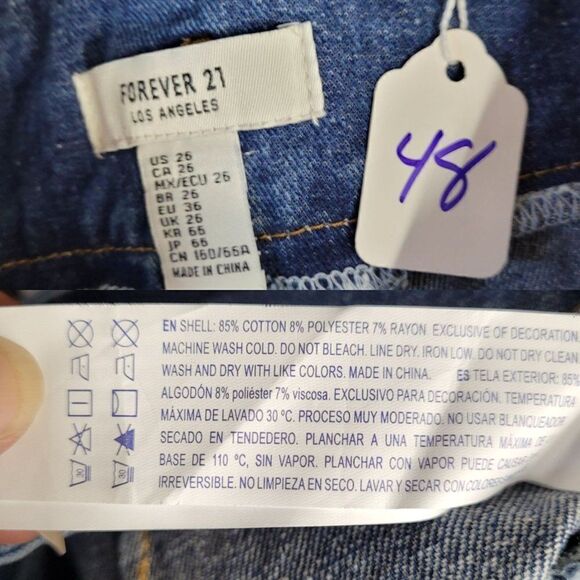 Forever 21 Jeans High-Rise Paperbag Belted Baggy Tapered Cuffed Medium Wash 26 - Picture 4 of 7